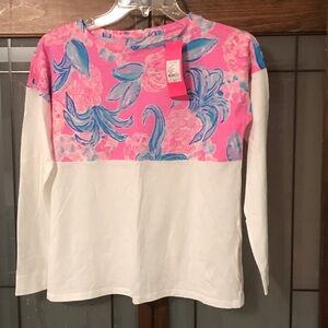 Lilly Pulitzer Pink and Blue Floral Long Sleeve Tee